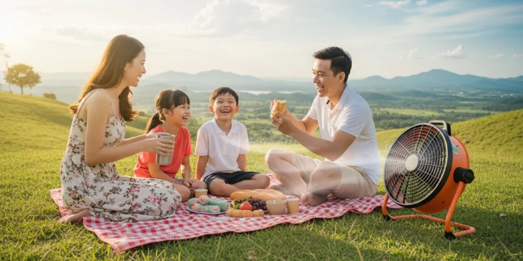 Quạt pin cắm trại