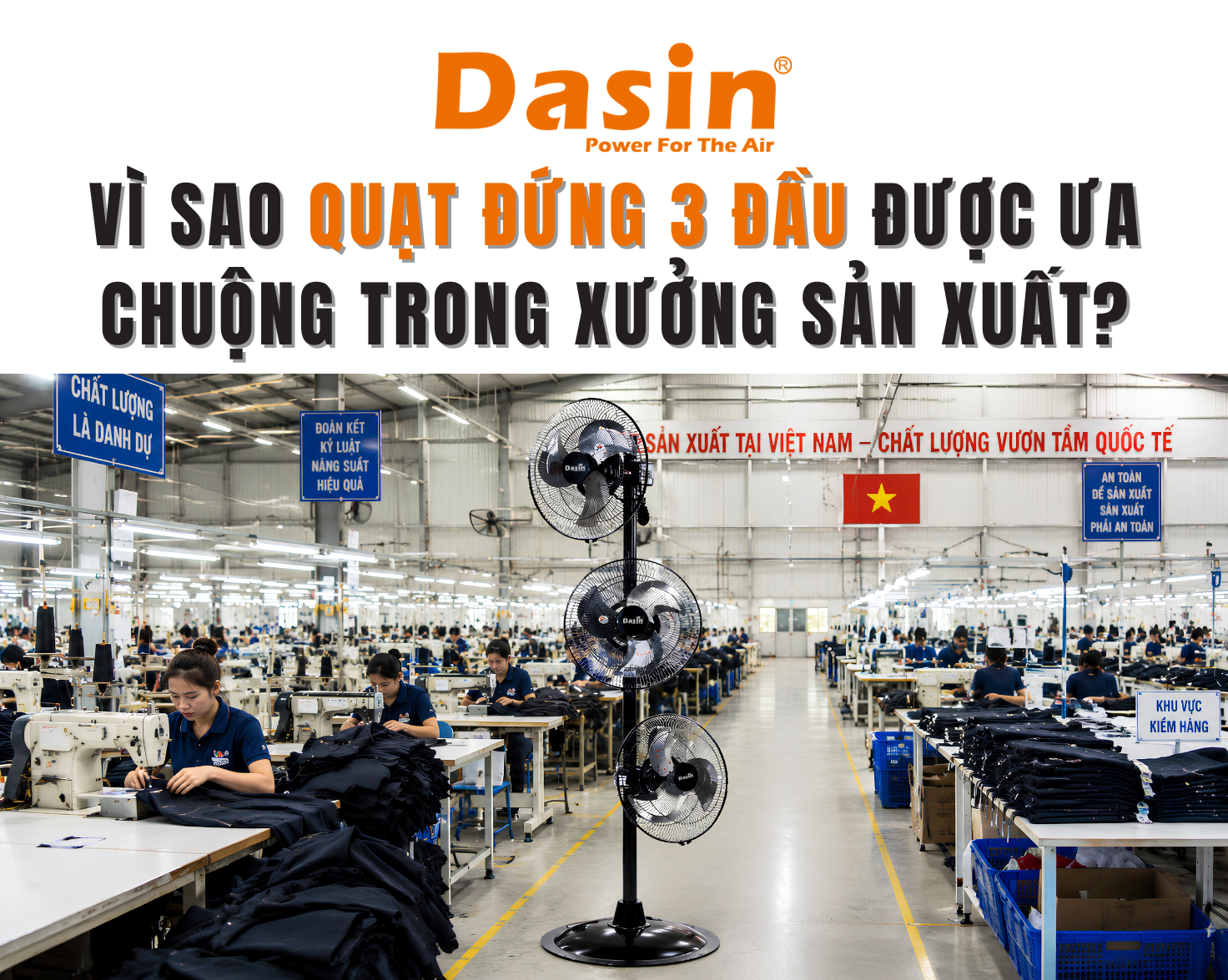 quạt đứng 3 đầu dasin