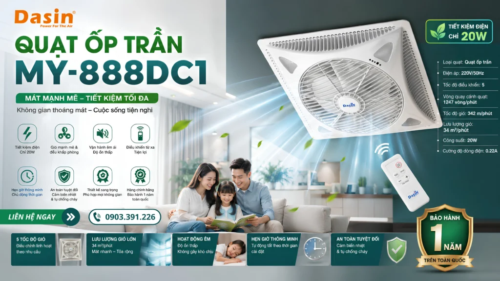 quạt ốp trần điều khiển từ xa